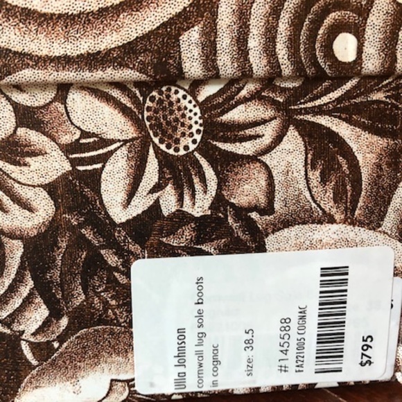 NWT ULLA JOHNSON CORNWALL LUG SOLE BOOTS IN COGNAC, EU SIZE 38.5 - Picture 11 of 11